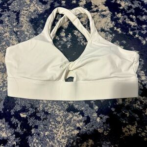 Bright white criss cross sports bra